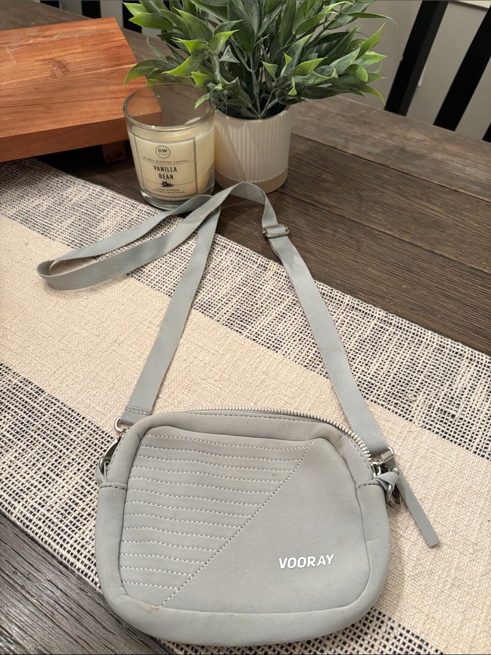 VOORAY Light Gray Quilted Crossbody Bag for Women